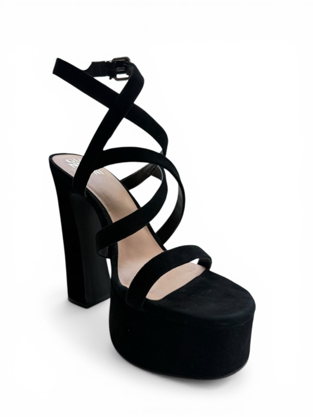 Gianni Bini Sandals Women Black Leather Platform Block Heel Size 10 NWT - Picture 3 of 10